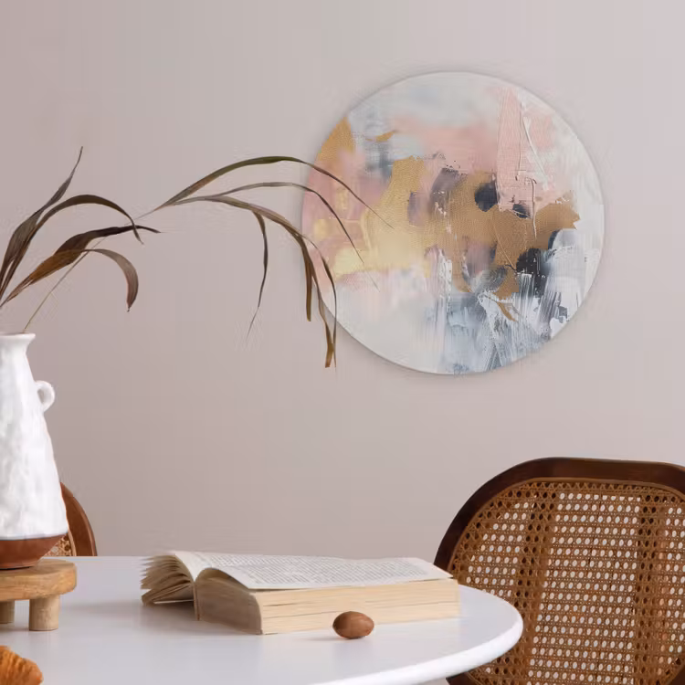 Abstract - Pastel kleuren - Goud - Modern - Aesthetic Akoestische PET Vilt - Rond klein -sfeer3