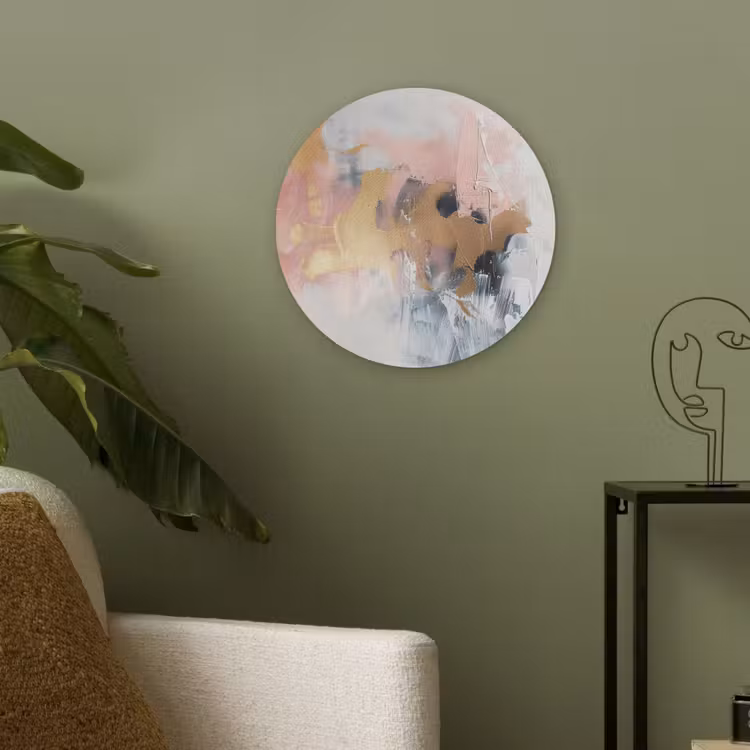 Abstract - Pastel kleuren - Goud - Modern - Aesthetic Akoestische PET Vilt - Rond klein -sfeer2