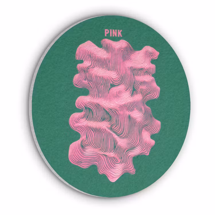 Abstract - Pink - Lijnen - Groen Akoestische PET Vilt - Rond klein -3d
