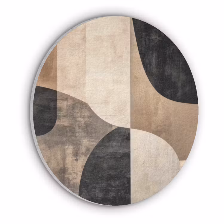 Abstract - Vlakken - Zwart - Rond Akoestische PET Vilt - Rond klein -3d