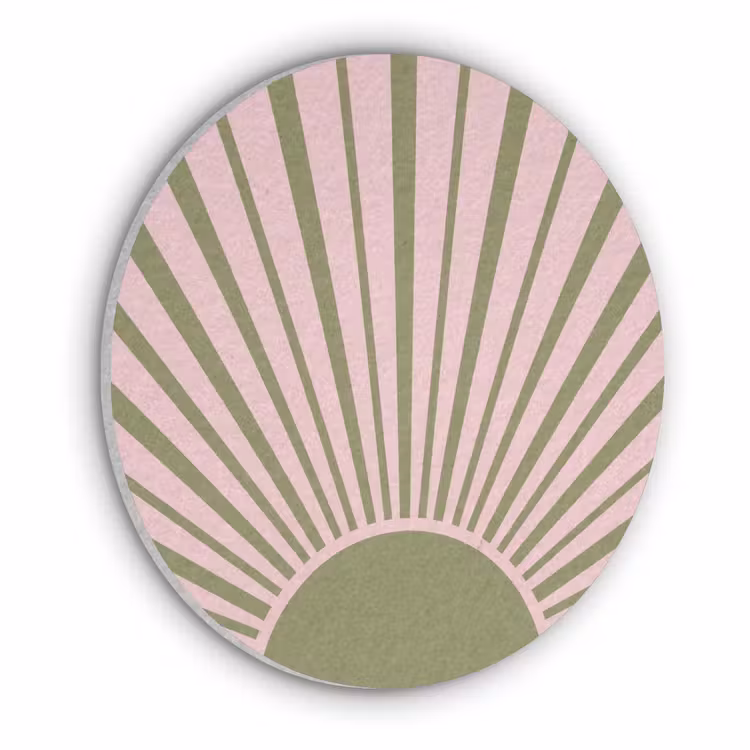 Abstract - Stralen - Grafisch - Roze - Groen Akoestische PET Vilt - Rond klein -3d