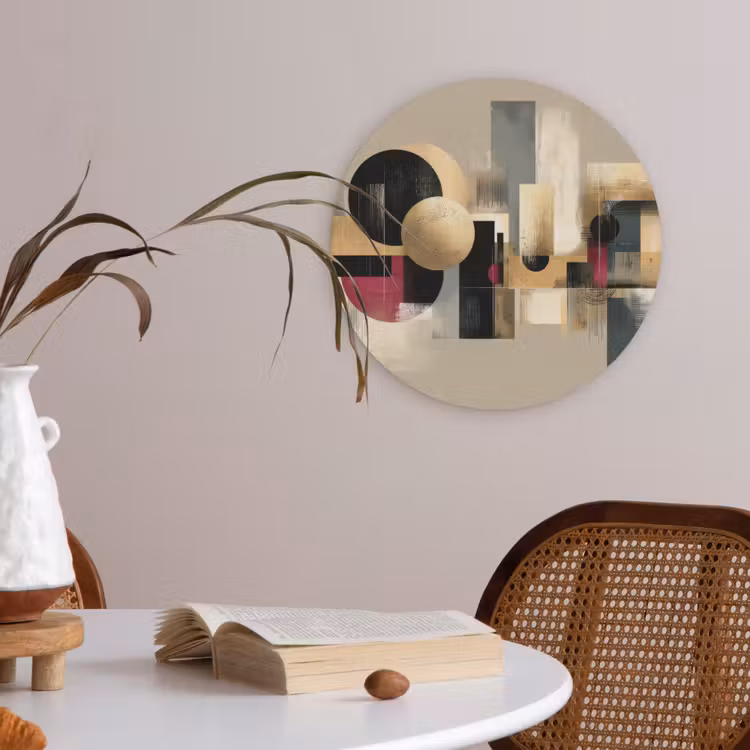 Abstract - Vormen - Beige - Texturen Akoestische PET Vilt - Rond klein -sfeer3