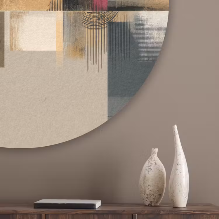 Abstract - Vormen - Beige - Texturen Akoestische PET Vilt - Rond klein -sfeer5_closeup