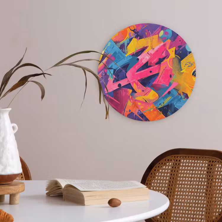 Abstract - Vormen - Kleurrijk Akoestische PET Vilt - Rond klein -sfeer3