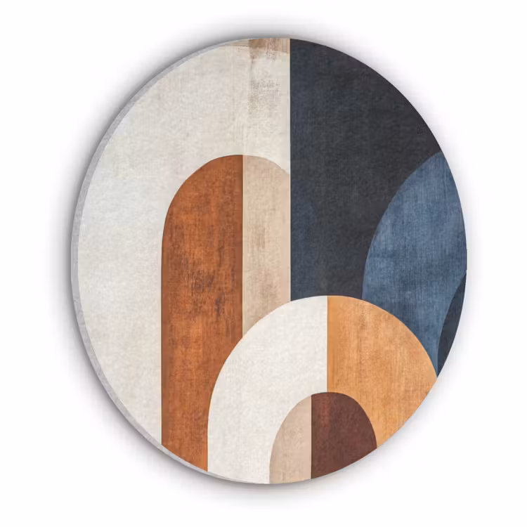 Abstract - Vormen - Donkerblauw Akoestische PET Vilt - Rond klein -3d