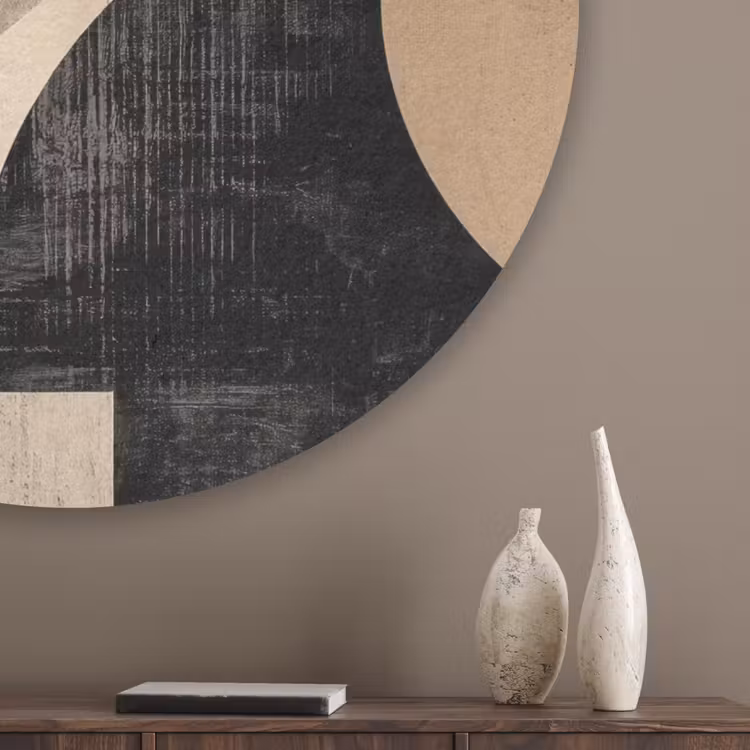 Abstract - Vormen - Modern - Beige Akoestische PET Vilt - Rond klein -sfeer5_closeup