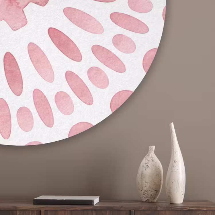 Abstract - Vormen - Patroon - Aquarel - Roze Akoestische PET Vilt - Rond klein -sfeer5_closeup