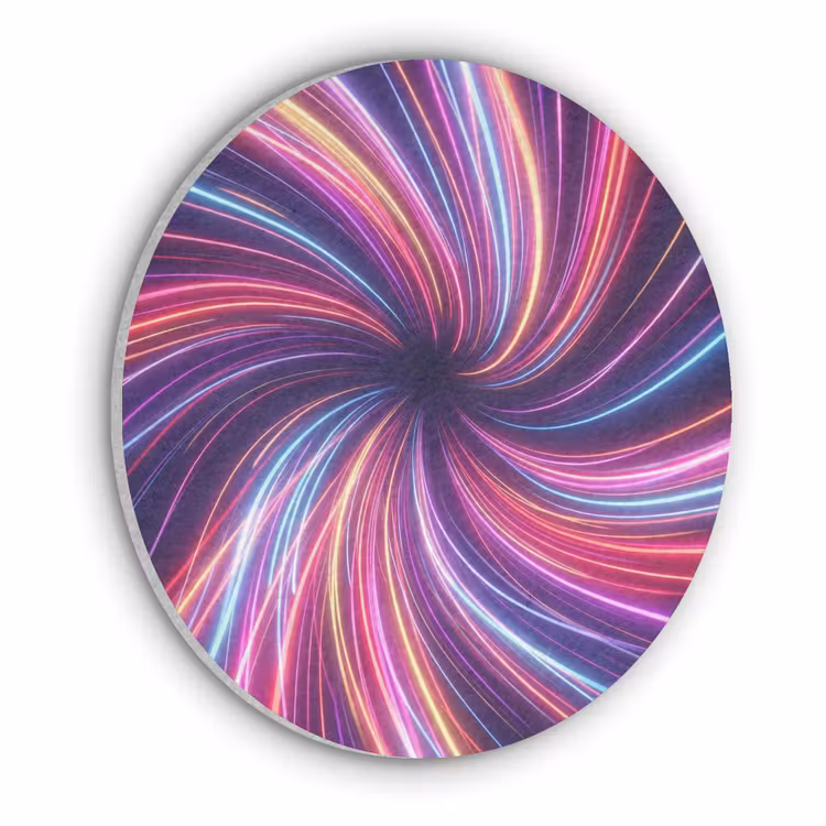 Abstract - Swirl - Futuristic - Neon Akoestische PET Vilt - Rond klein -3d