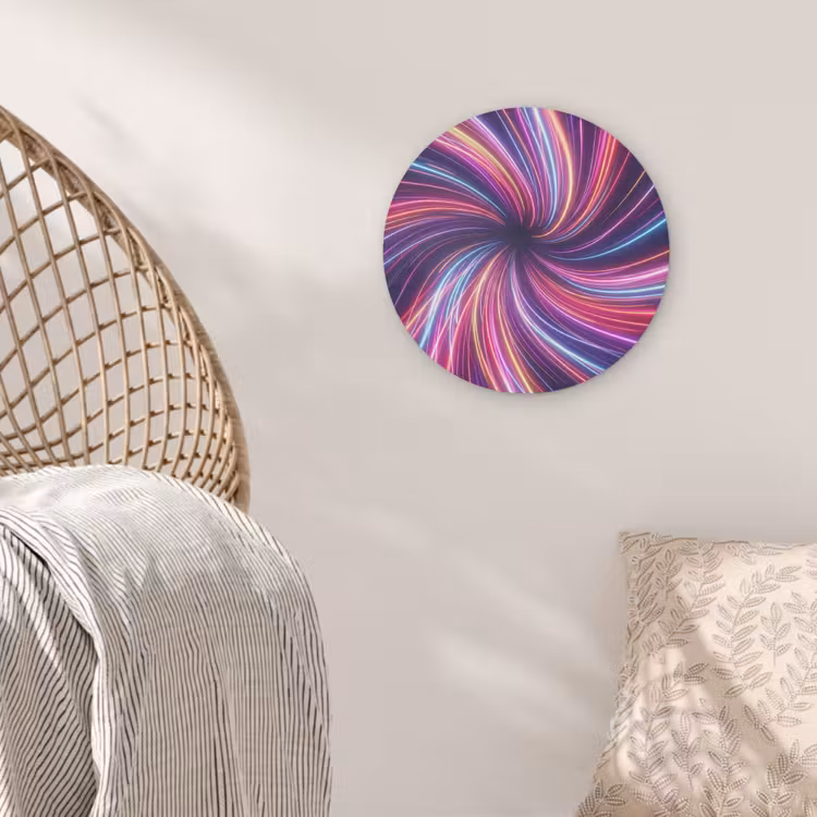 Abstract - Swirl - Futuristic - Neon Akoestische PET Vilt - Rond klein -sfeer4