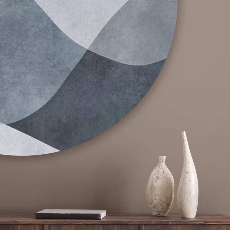 Abstract - Golven - Blauw Akoestische PET Vilt - Rond klein -sfeer5_closeup
