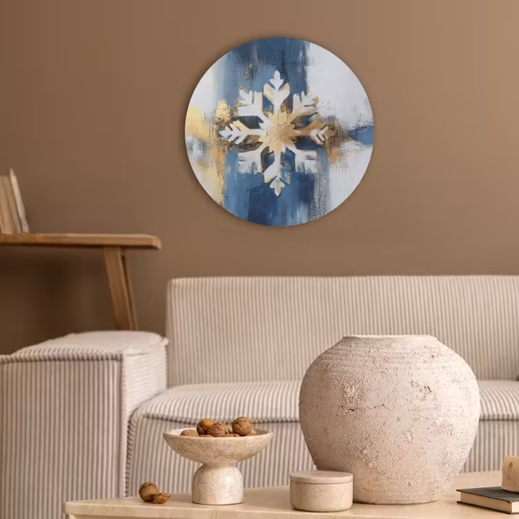 Abstract - Winter - Sneeuwvlok - Sneeuw - Goud Akoestische PET Vilt - Rond klein -sfeer1