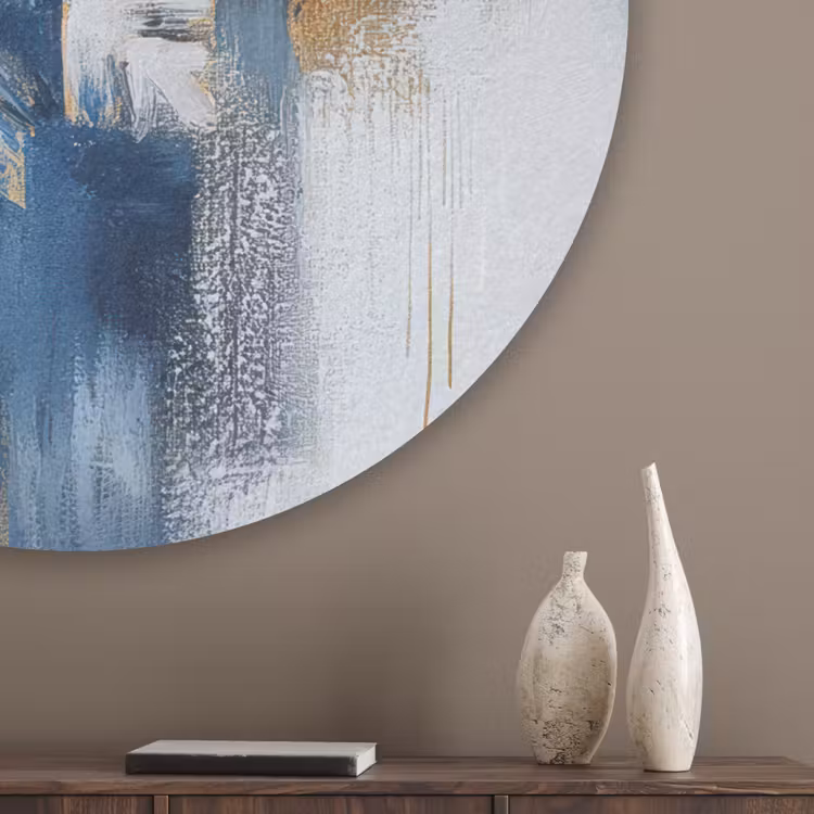 Abstract - Winter - Sneeuwvlok - Sneeuw - Goud Akoestische PET Vilt - Rond klein -sfeer5_closeup