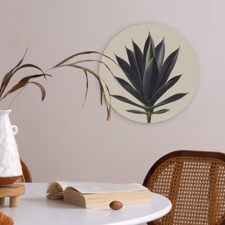 Agaveplant - Symmetrisch - Groen Akoestische PET Vilt - Rond klein -sfeer3