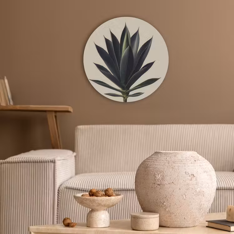 Agaveplant - Symmetrisch - Groen Akoestische PET Vilt - Rond klein -sfeer1