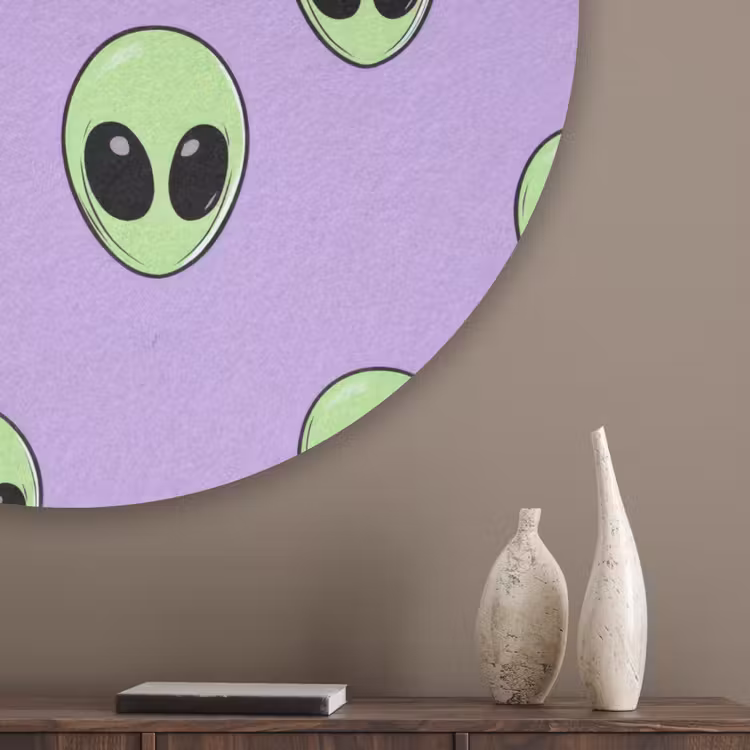Alien - Retro - Lila Akoestische PET Vilt - Rond klein 838 -sfeer5_closeup