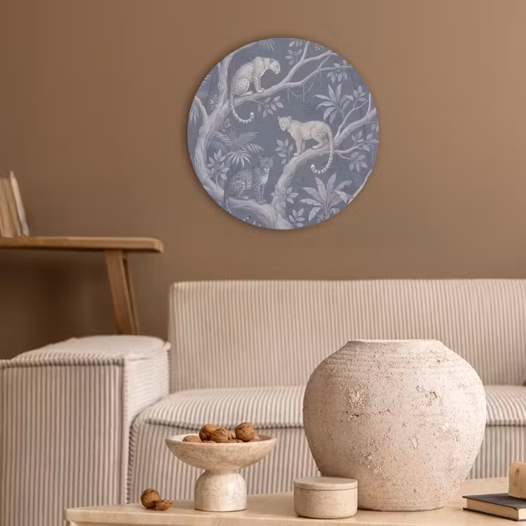 Dieren - Jungle - Illustratie - Bomen - Blauw Akoestische PET Vilt - Rond klein -sfeer1