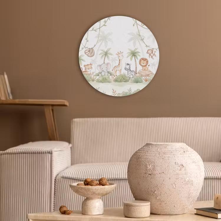 Dieren - Jungle - Pastel Akoestische PET Vilt - Rond klein -sfeer1