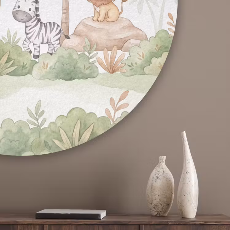 Dieren - Jungle - Pastel Akoestische PET Vilt - Rond klein -sfeer5_closeup
