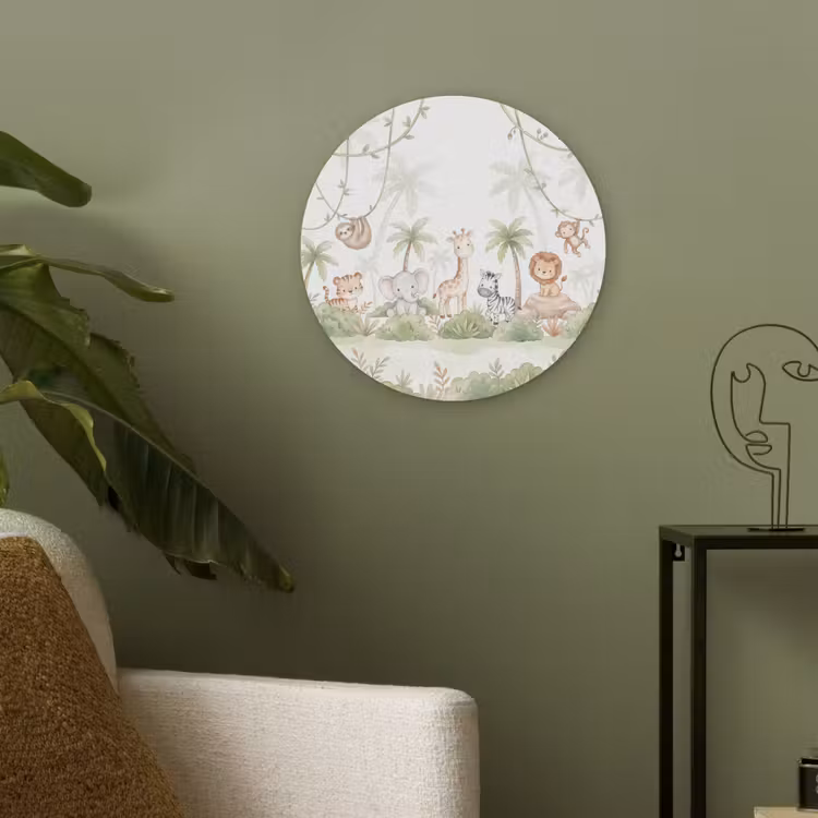 Dieren - Jungle - Pastel Akoestische PET Vilt - Rond klein -sfeer2