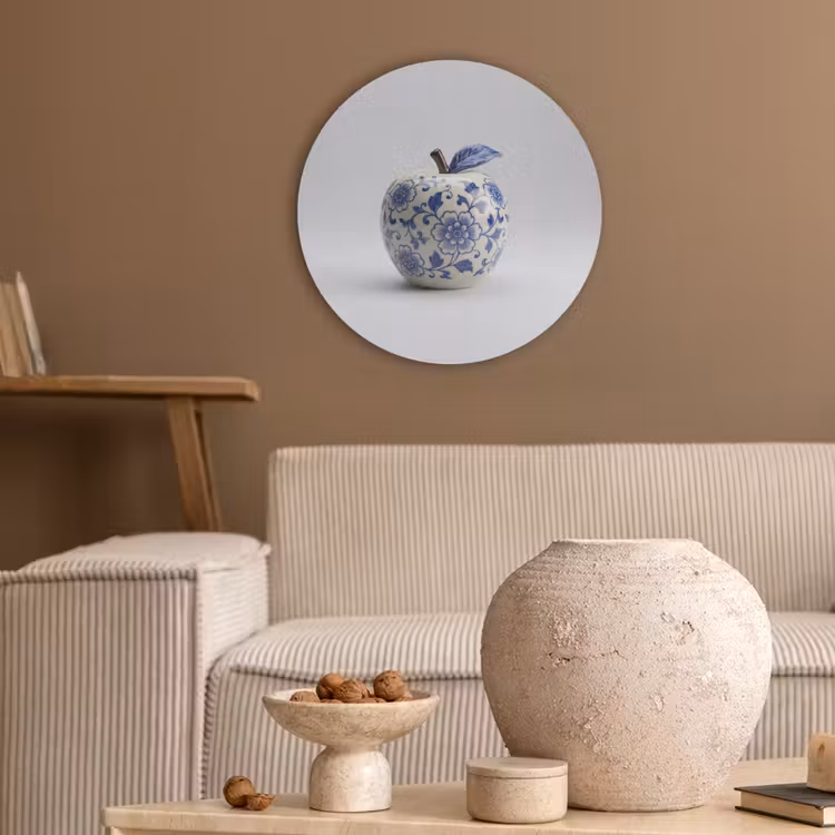 Appel - Blauw - Klassiek Akoestische PET Vilt - Rond klein -sfeer1