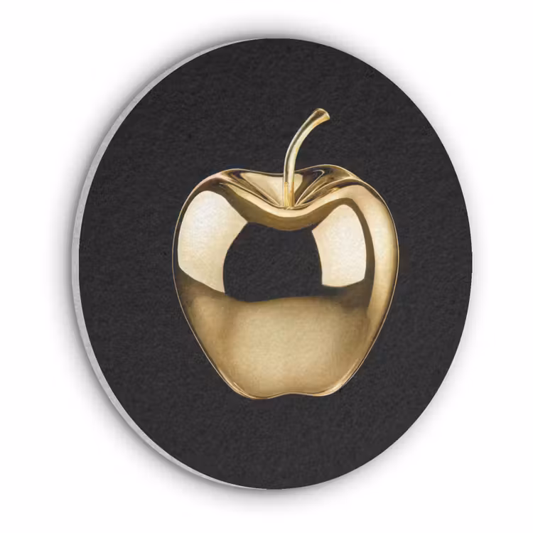 Appel - Goud - Chrome - Zwart Akoestische PET Vilt - Rond klein -3d