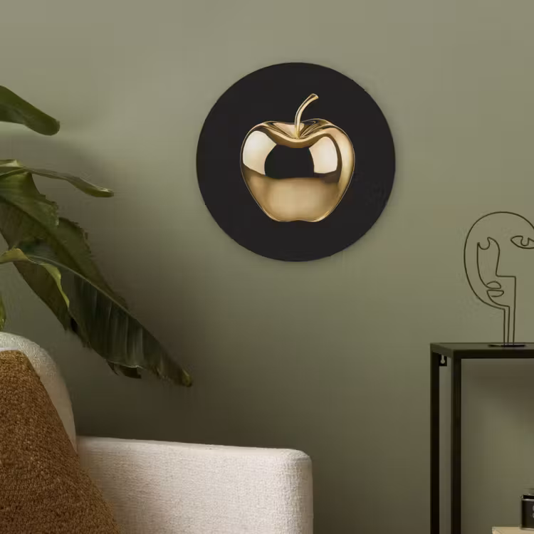 Appel - Goud - Chrome - Zwart Akoestische PET Vilt - Rond klein -sfeer2