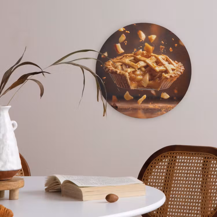 Appel - Taart - Warm - Eten Akoestische PET Vilt - Rond klein -sfeer3