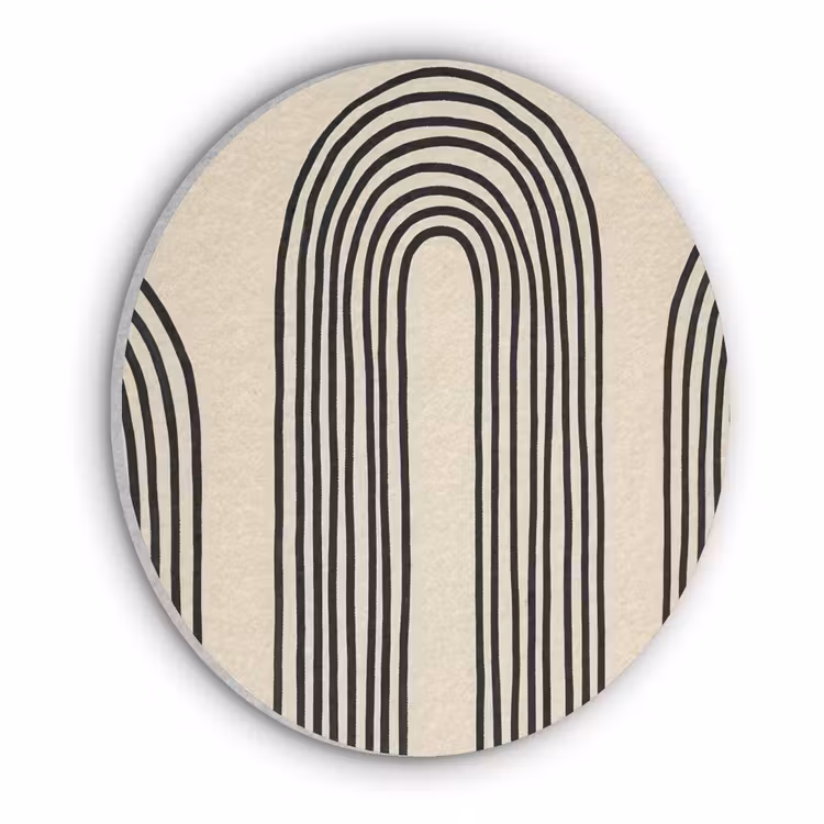 Boogvormen - Zwart - Strak Akoestische PET Vilt - Rond klein -3d