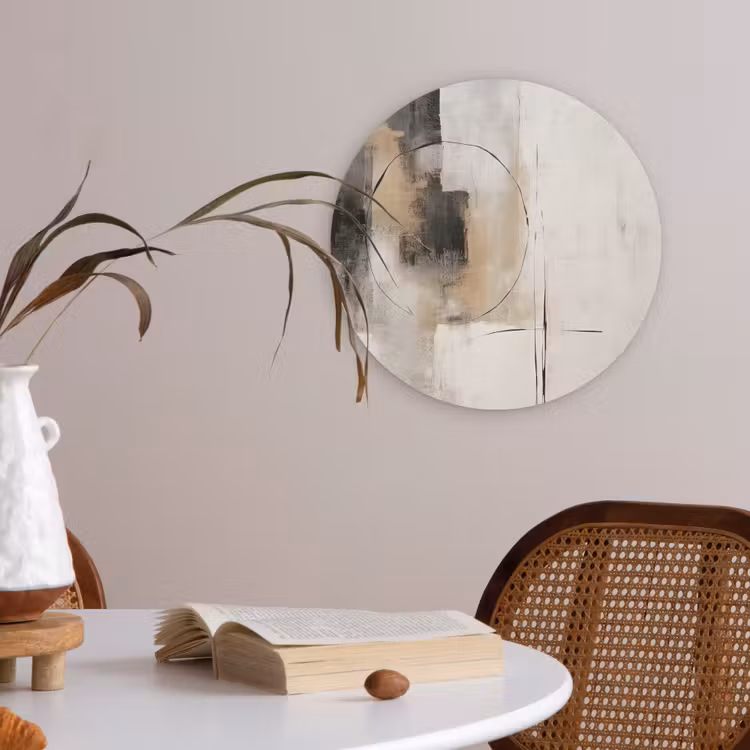 Kunst - Abstract - Grijs - Industrieel Akoestische PET Vilt - Rond klein -sfeer3