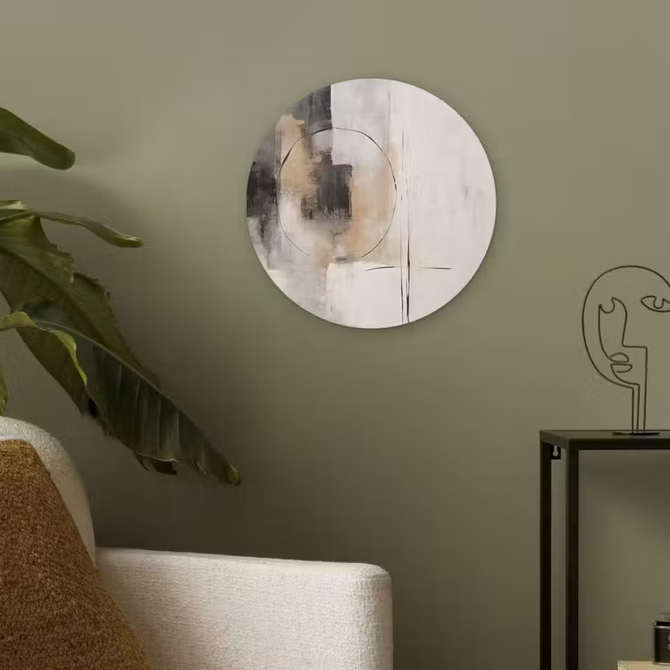 Kunst - Abstract - Grijs - Industrieel Akoestische PET Vilt - Rond klein -sfeer2