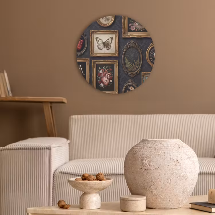 Kunst - Collectie - Vintage - Klassiek - Donker Akoestische PET Vilt - Rond klein -sfeer1