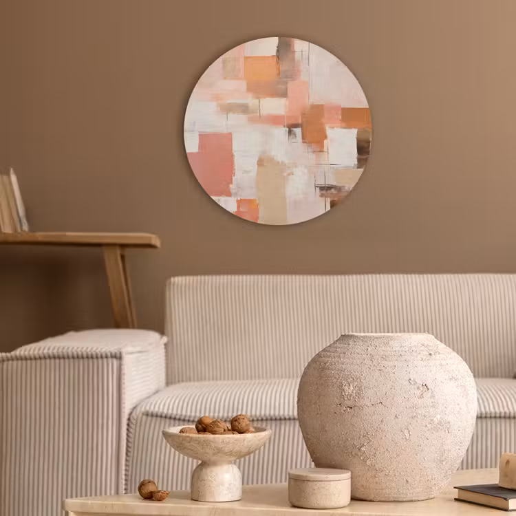 Kunst - Roze - Abstract Akoestische PET Vilt - Rond klein -sfeer1
