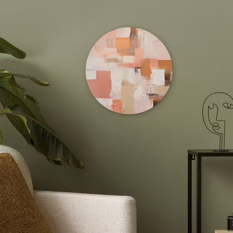 Kunst - Roze - Abstract Akoestische PET Vilt - Rond klein -sfeer2