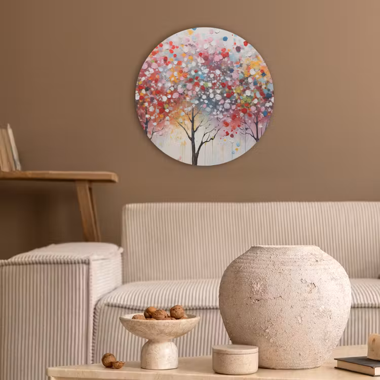 Kunst - Bomen - Natuur - Acryl Akoestische PET Vilt - Rond klein -sfeer1