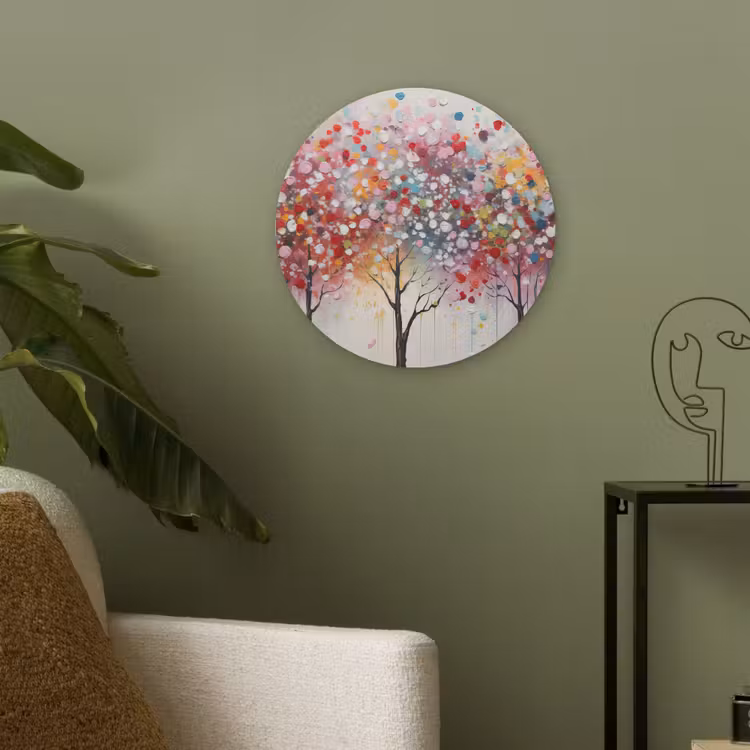 Kunst - Bomen - Natuur - Acryl Akoestische PET Vilt - Rond klein -sfeer2
