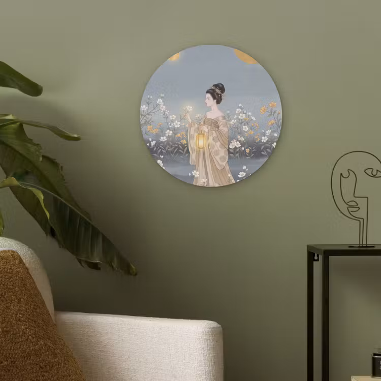 Aziatisch - Vrouw - Kimono Akoestische PET Vilt - Rond klein -sfeer2