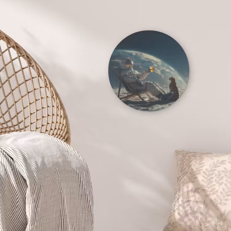 Astronaut - Kat - Glas - Stoel Akoestische PET Vilt - Rond klein -sfeer4