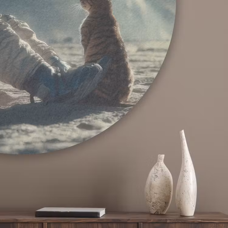 Astronaut - Kat - Glas - Stoel Akoestische PET Vilt - Rond klein -sfeer5_closeup