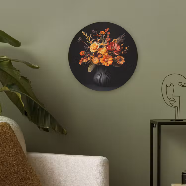 Herfst - Boeket - Oranje Akoestische PET Vilt - Rond klein -sfeer2