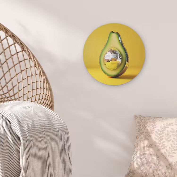 Avocado - Discobal - Geel - Glitter Akoestische PET Vilt - Rond klein -sfeer4