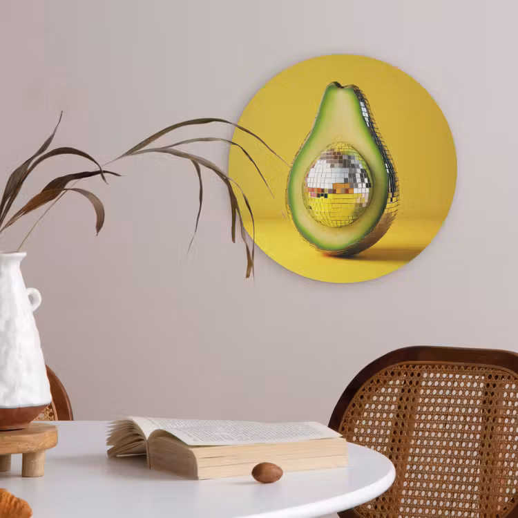 Avocado - Discobal - Geel - Glitter Akoestische PET Vilt - Rond klein -sfeer3