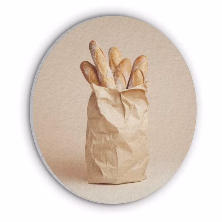 Baguette - Brood - Stokbrood - Beige Akoestische PET Vilt - Rond klein -3d