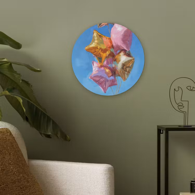 Ballonnen - Goud - Stervorm - Roze Akoestische PET Vilt - Rond klein -sfeer2