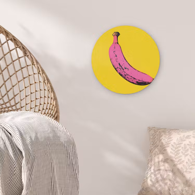 Banaan - Grafisch - Geel Akoestische PET Vilt - Rond klein -sfeer4