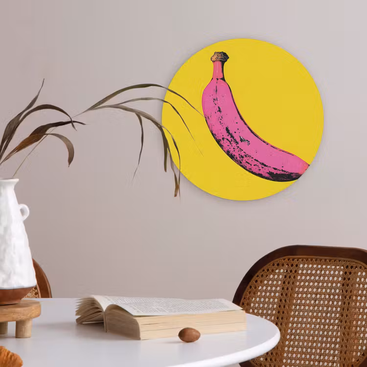 Banaan - Grafisch - Geel Akoestische PET Vilt - Rond klein -sfeer3