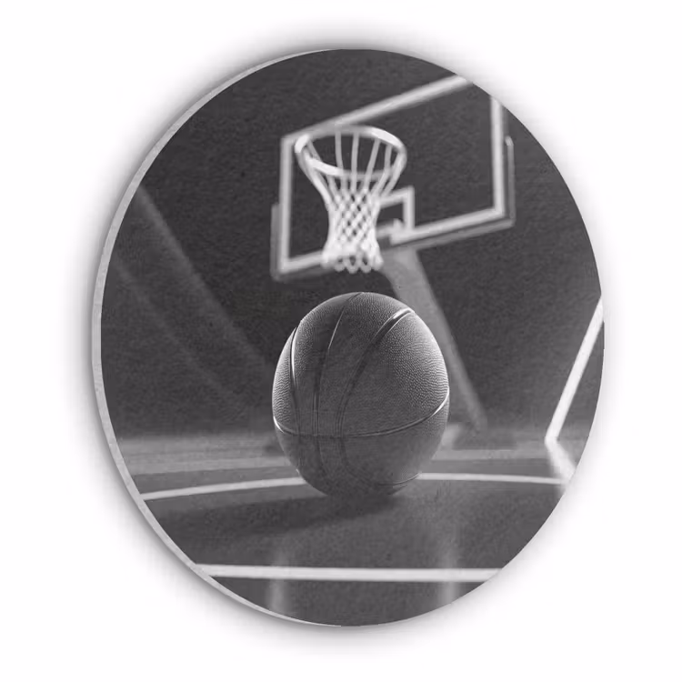 Basketbal - Basketbalveld - Lichtlijnen Akoestische PET Vilt - Rond klein -3d
