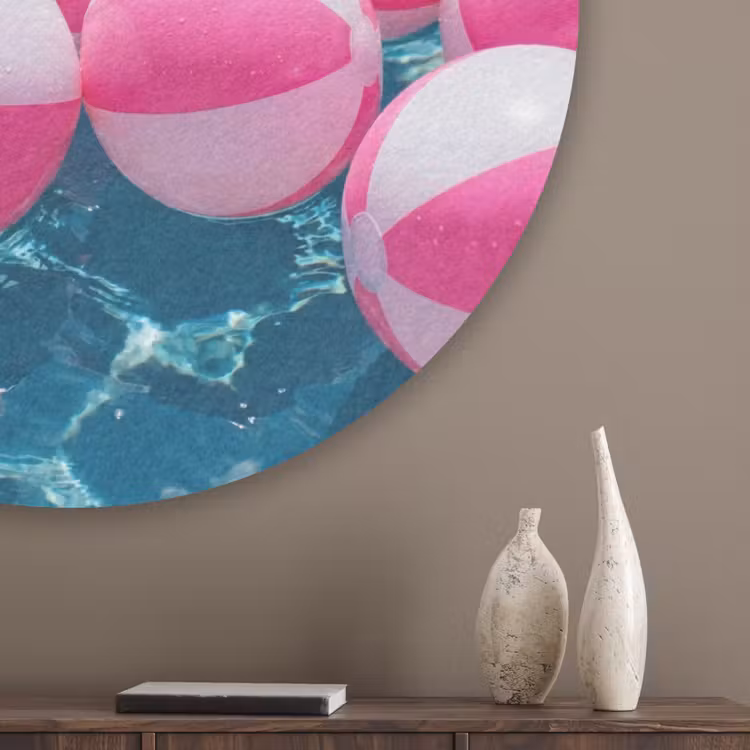Strandballen - Roze - Water Akoestische PET Vilt - Rond klein -sfeer5_closeup