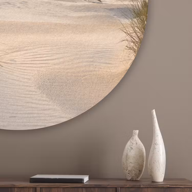Strand - Duin - Gras - Zonsondergang - Zee Akoestische PET Vilt - Rond klein -sfeer5_closeup