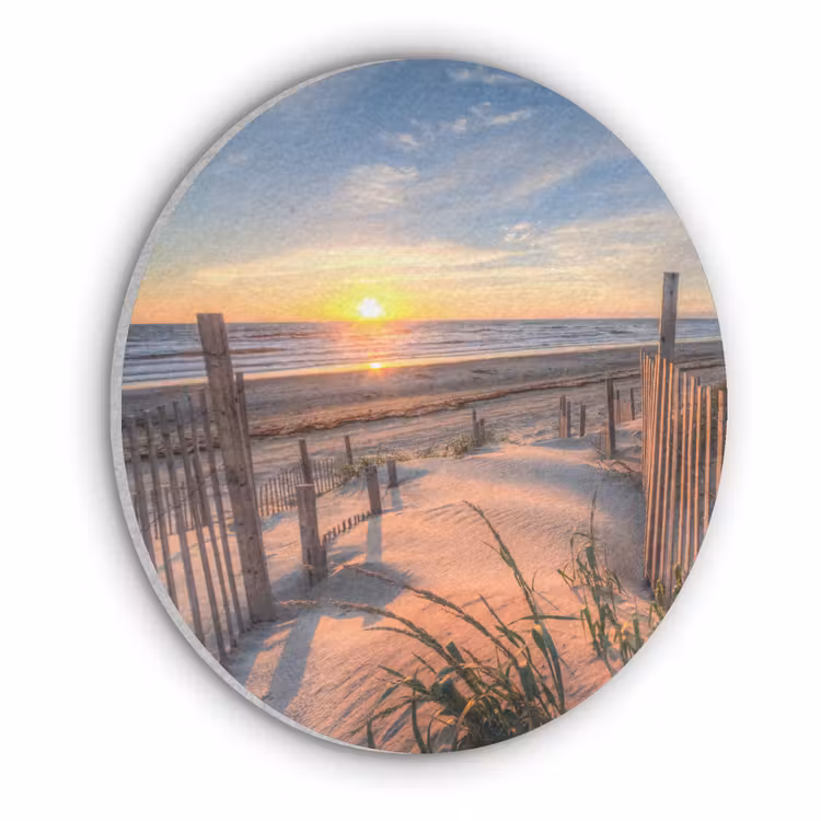 Strand - Zee - Duin - Zonsondergang - Landschap Akoestische PET Vilt - Rond klein -3d