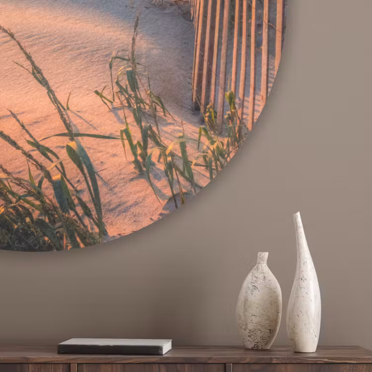 Strand - Zee - Duin - Zonsondergang - Landschap Akoestische PET Vilt - Rond klein -sfeer5_closeup